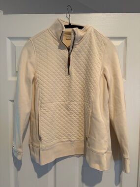 L.L. Bean Cream Quilted Half-Zip Women's Sweatshirt